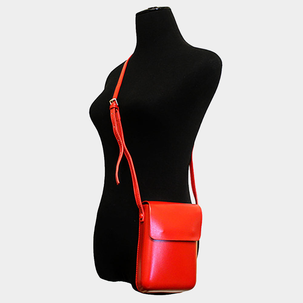 Madeline Love Red Solid Faux Leather Small Crossbody Bag / Phone Pouch Bag - Bags & Wallets - extra