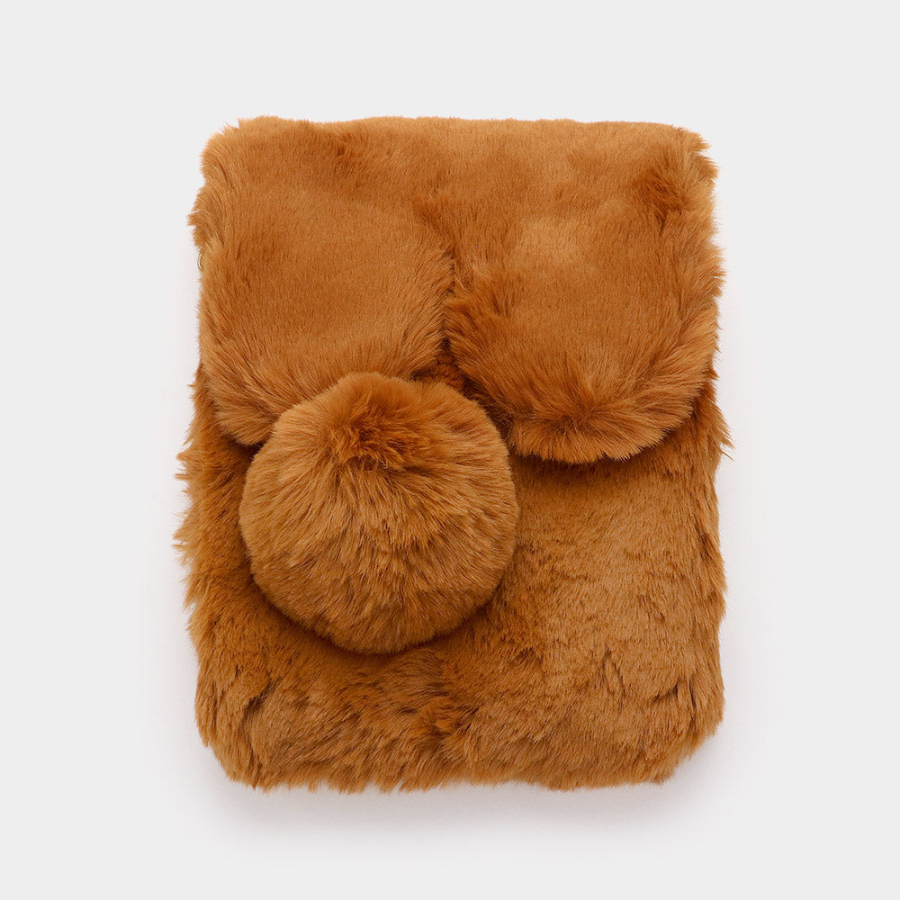 Madeline Love Brown Faux Fur Bunny Clutch Crossbody Bag - Bags & Wallets - desc