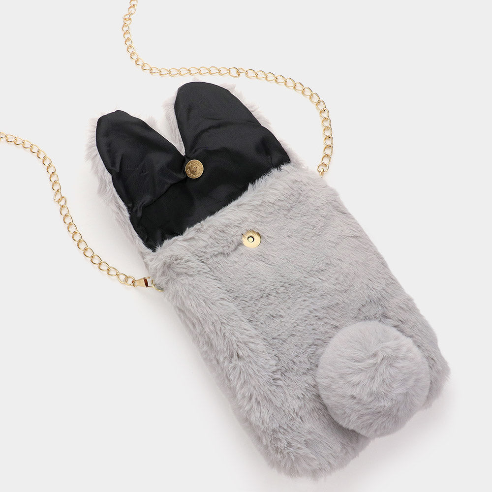 Madeline Love Brown Faux Fur Bunny Clutch Crossbody Bag - Bags & Wallets - extra