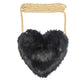 Faux Fur Heart Crossbody Bag, This high quality evening Crossbody is both unique and stylish. perfect for money, credit cards, keys or coins, comes with a wristlet for easy carrying, light and simple. Look like the ultimate fashionista carrying this trendy Faux Fur Tote Crossbody Bag!
