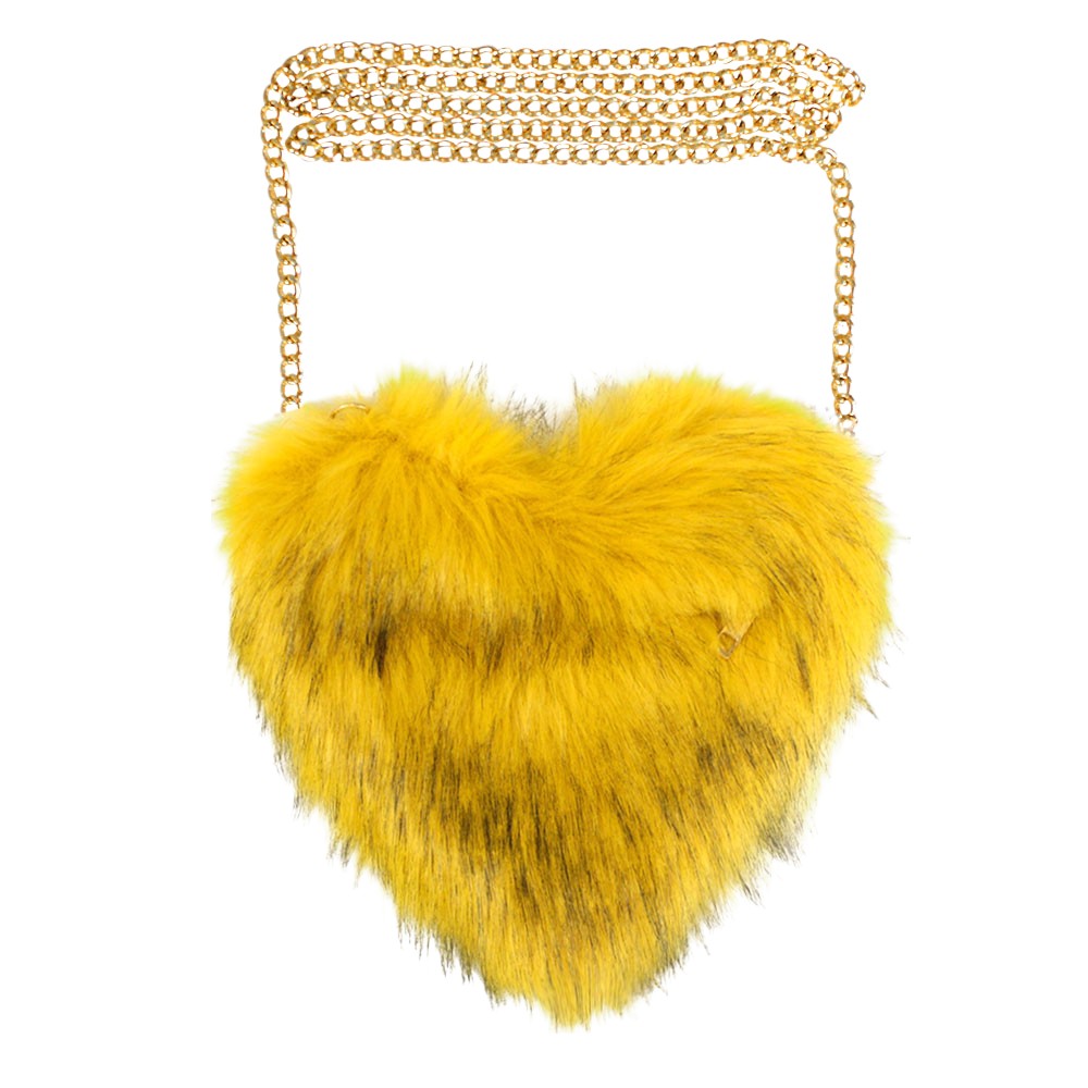 Faux Fur Heart Crossbody Bag, This high quality evening Crossbody is both unique and stylish. perfect for money, credit cards, keys or coins, comes with a wristlet for easy carrying, light and simple. Look like the ultimate fashionista carrying this trendy Faux Fur Tote Crossbody Bag!