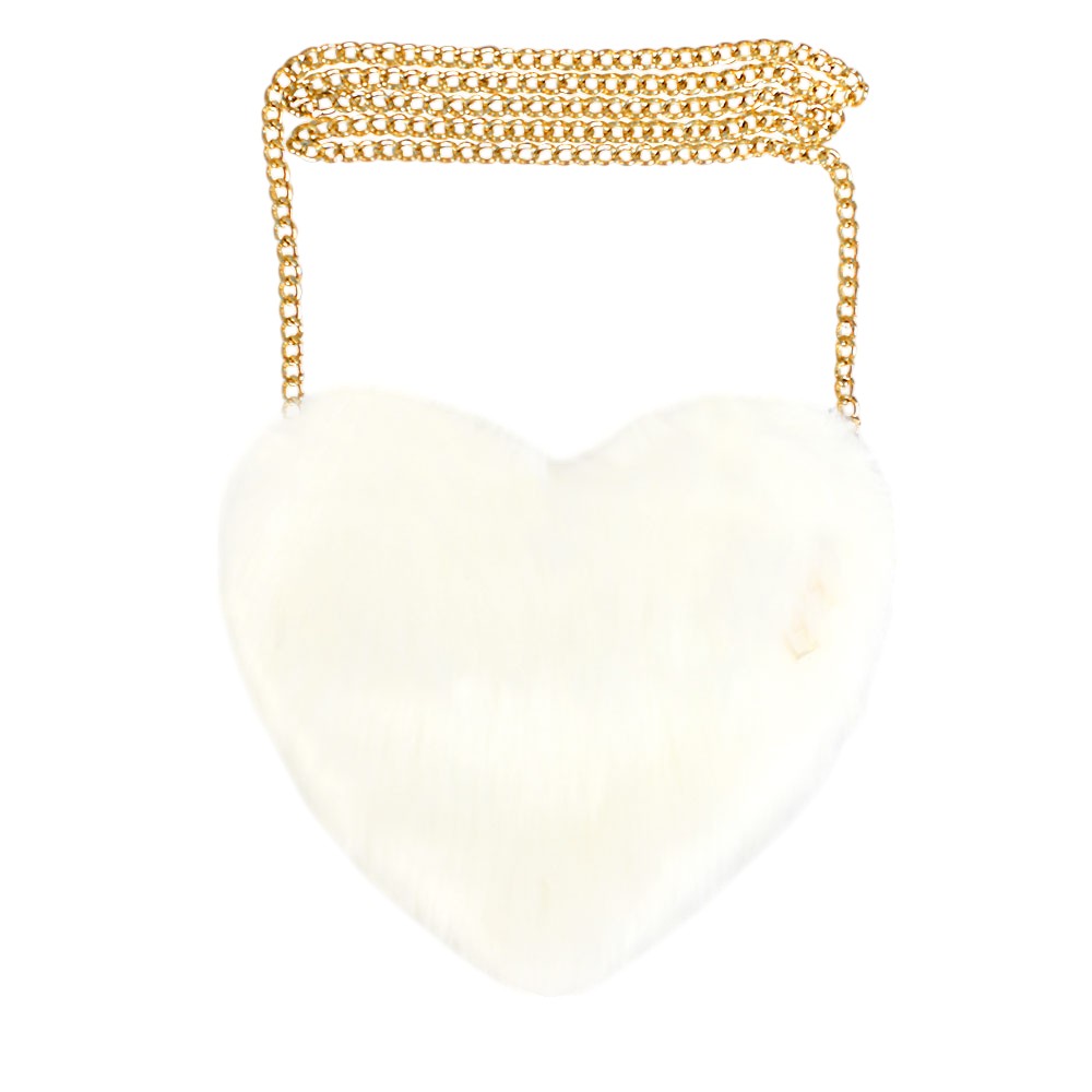 Faux Fur Heart Crossbody Bag, This high quality evening Crossbody is both unique and stylish. perfect for money, credit cards, keys or coins, comes with a wristlet for easy carrying, light and simple. Look like the ultimate fashionista carrying this trendy Faux Fur Tote Crossbody Bag!