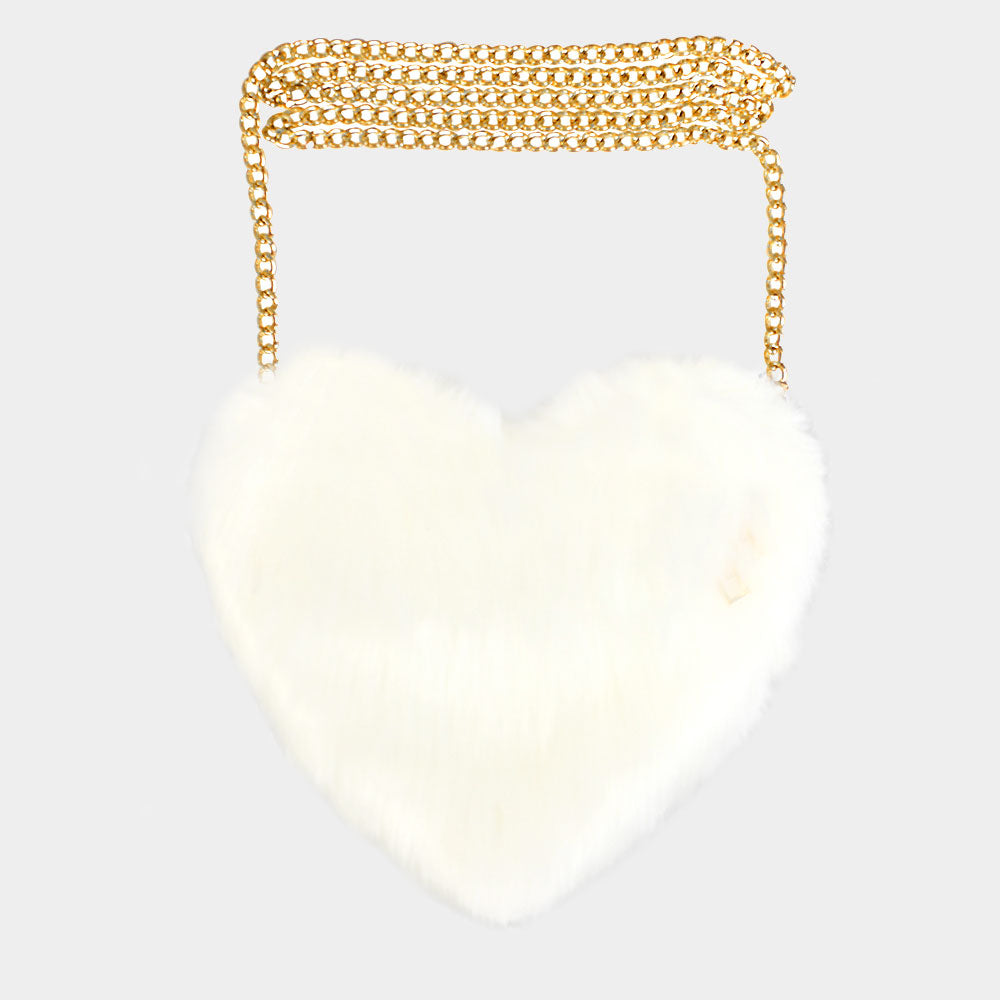 Faux Fur Heart Crossbody Bag