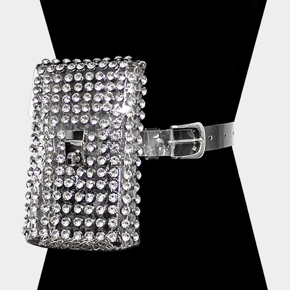 Madeline Love Rhodium Round Stone Faux Leather Fanny Pack / Belt / Crossbody Bag - Bags & Wallets