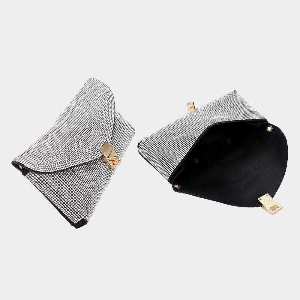 Madeline Love Gold, Multi Bling Studded Envelope Belt Bag / Crossbody Bag - Bags & Wallets - extra