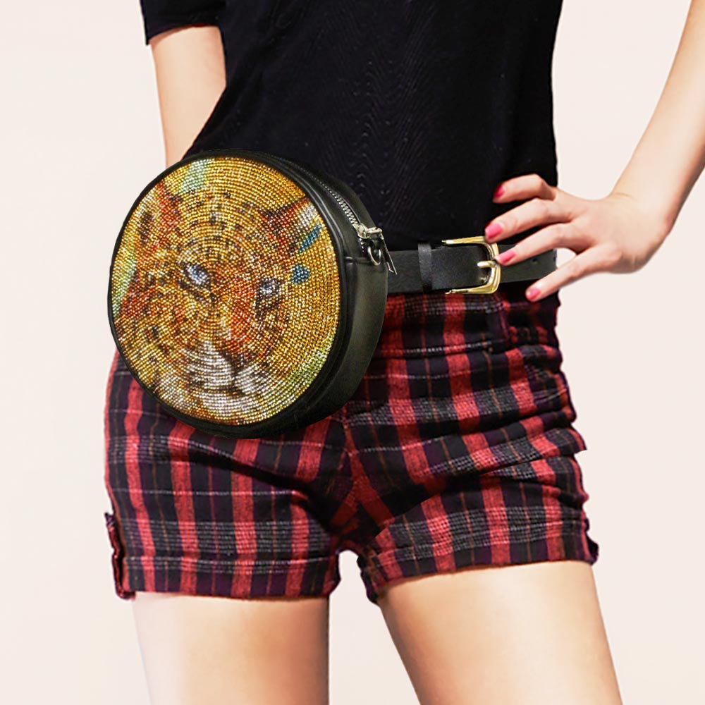 Madeline Love Multi Bling Tiger Round Fanny Pack / Belt / Crossbody Bag - Bags & Wallets