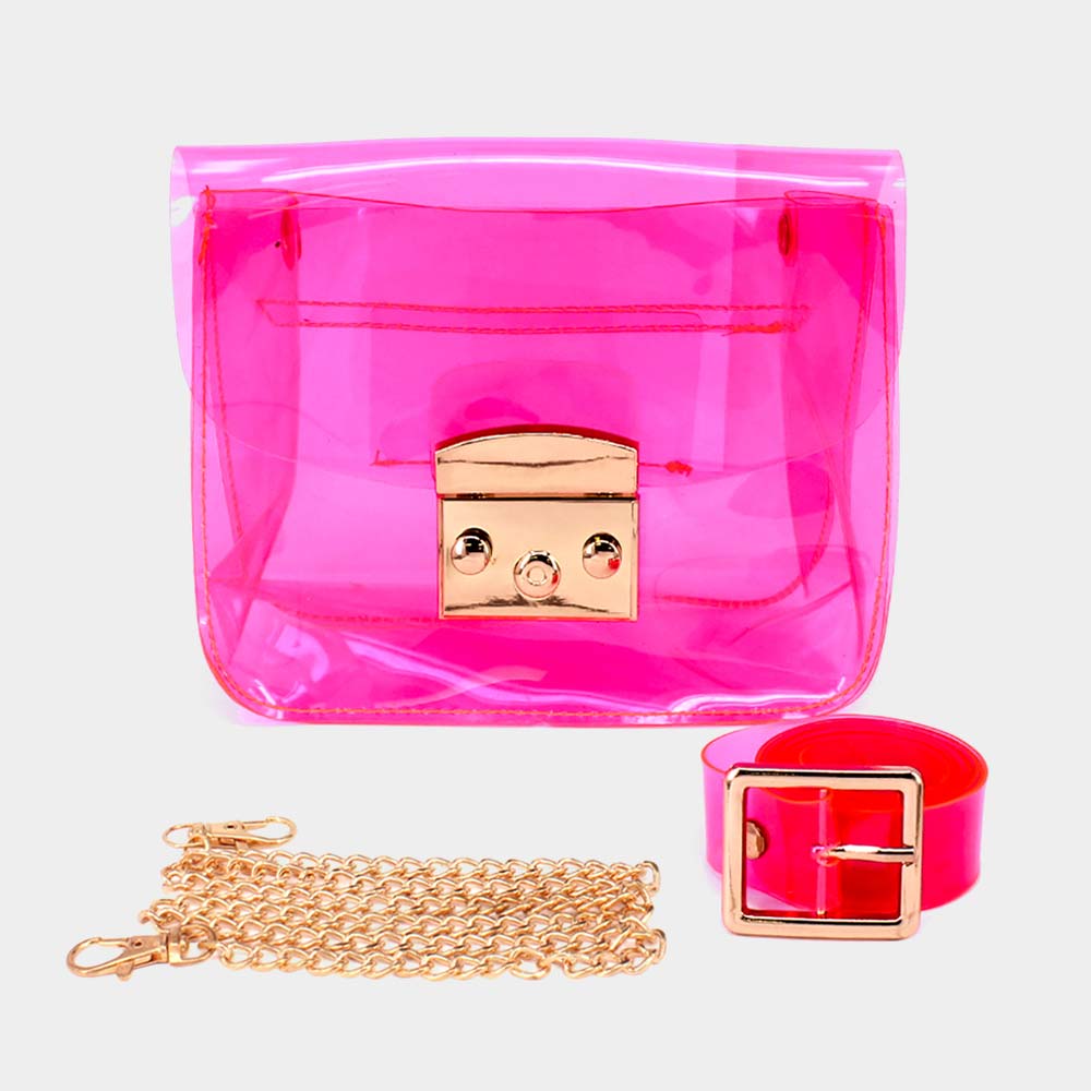 Madeline Love Pink Transparent Jelly Fanny Pack / Belt / Crossbody Bag - Bags & Wallets