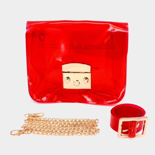 Madeline Love Red Transparent Jelly Fanny Pack / Belt / Crossbody Bag - Bags & Wallets