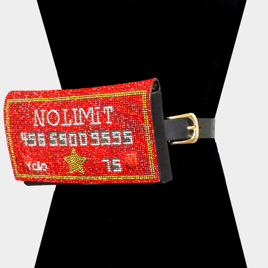 Madeline Love Red NO LIMIT Credit Card Bling Fanny Pack / Belt / Crossbody Bag - Bags & Wallets