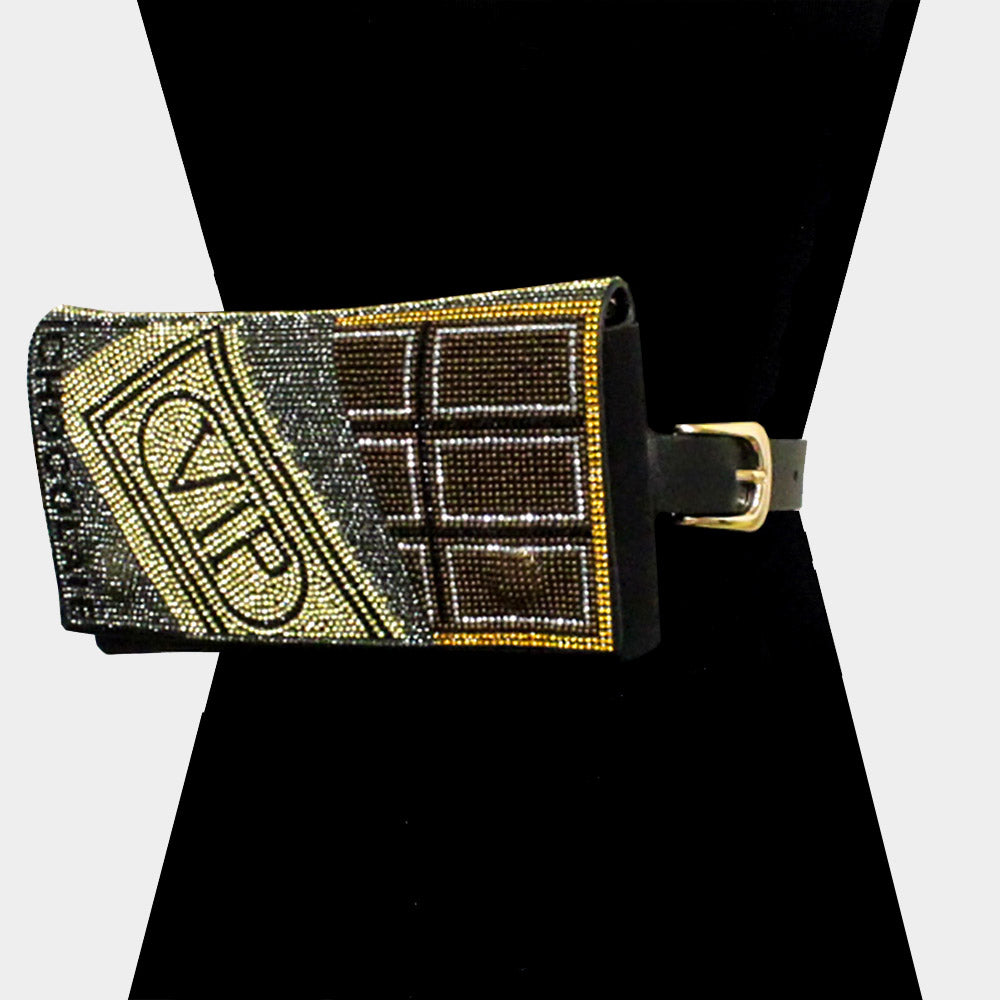 Madeline Love Black Bling VIP Credit Card Fanny Pack / Belt / Crossbody Bag - Bags & Wallets