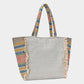 Madeline Love Multi Evil Eye Seed Beaded Pointed Fringe Trim Ethnic Jute Tote Bag - Bags & Wallets - desc