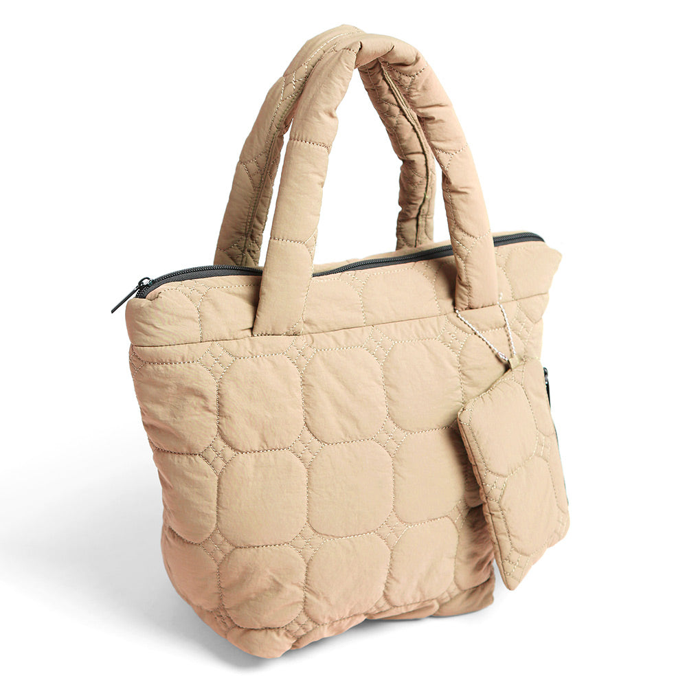 Madeline Love Beige Quilted Padded Hand Bag - Bags & Wallets