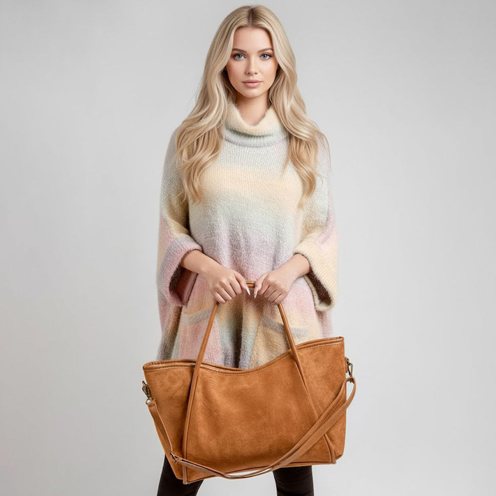 Madeline Love Camel Faux Suede Plain Shoulder Bag - Bags & Wallets