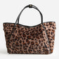 Madeline Love Leopard, Taupe Leopard Pattern Faux Fur Shoulder Bag - Bags & Wallets - extra