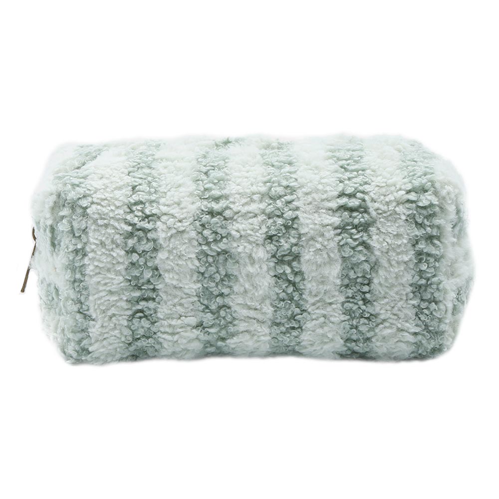 Madeline Love Green Stripe Sherpa Pouch Bag - Bags & Wallets - extra