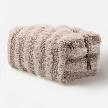 Madeline Love Khaki Stripe Sherpa Pouch Bag - Bags & Wallets
