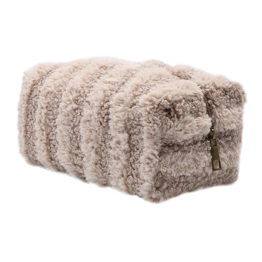 Madeline Love Khaki Stripe Sherpa Pouch Bag - Bags & Wallets - extra