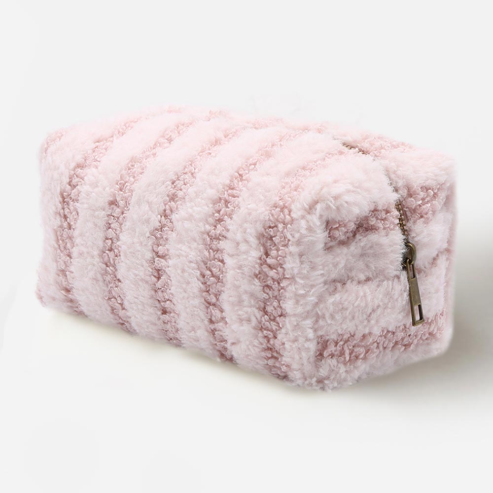 Madeline Love Pink Stripe Sherpa Pouch Bag - Bags & Wallets