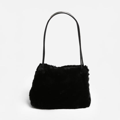 Madeline Love Black Solid Faux Fur Mini Handbag Shoulder Bag - Bags & Wallets