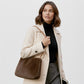 Madeline Love Taupe Solid Faux Fur Mini Handbag Shoulder Bag - Bags & Wallets