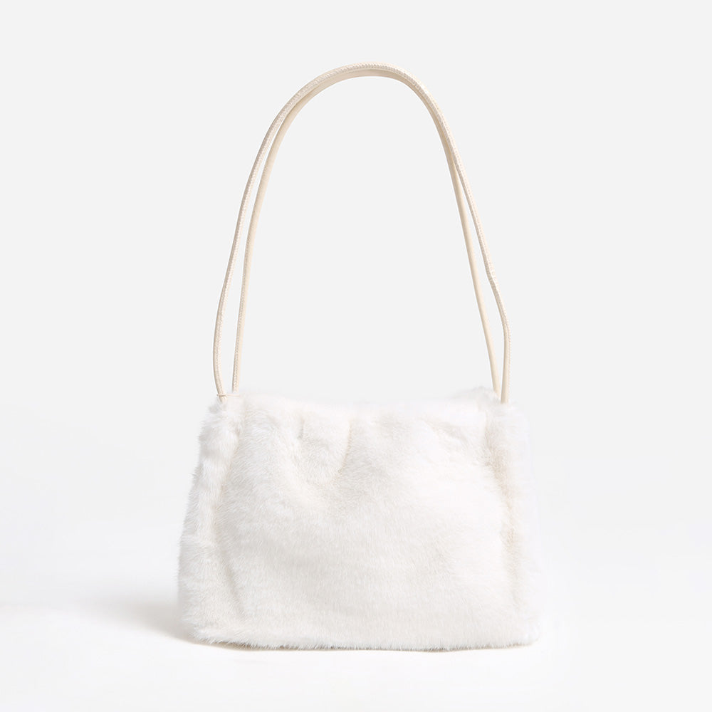 Madeline Love White Solid Faux Fur Mini Handbag Shoulder Bag - Bags & Wallets