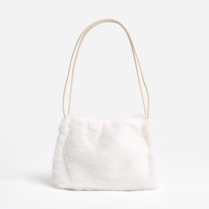 Madeline Love White Solid Faux Fur Mini Handbag Shoulder Bag - Bags & Wallets