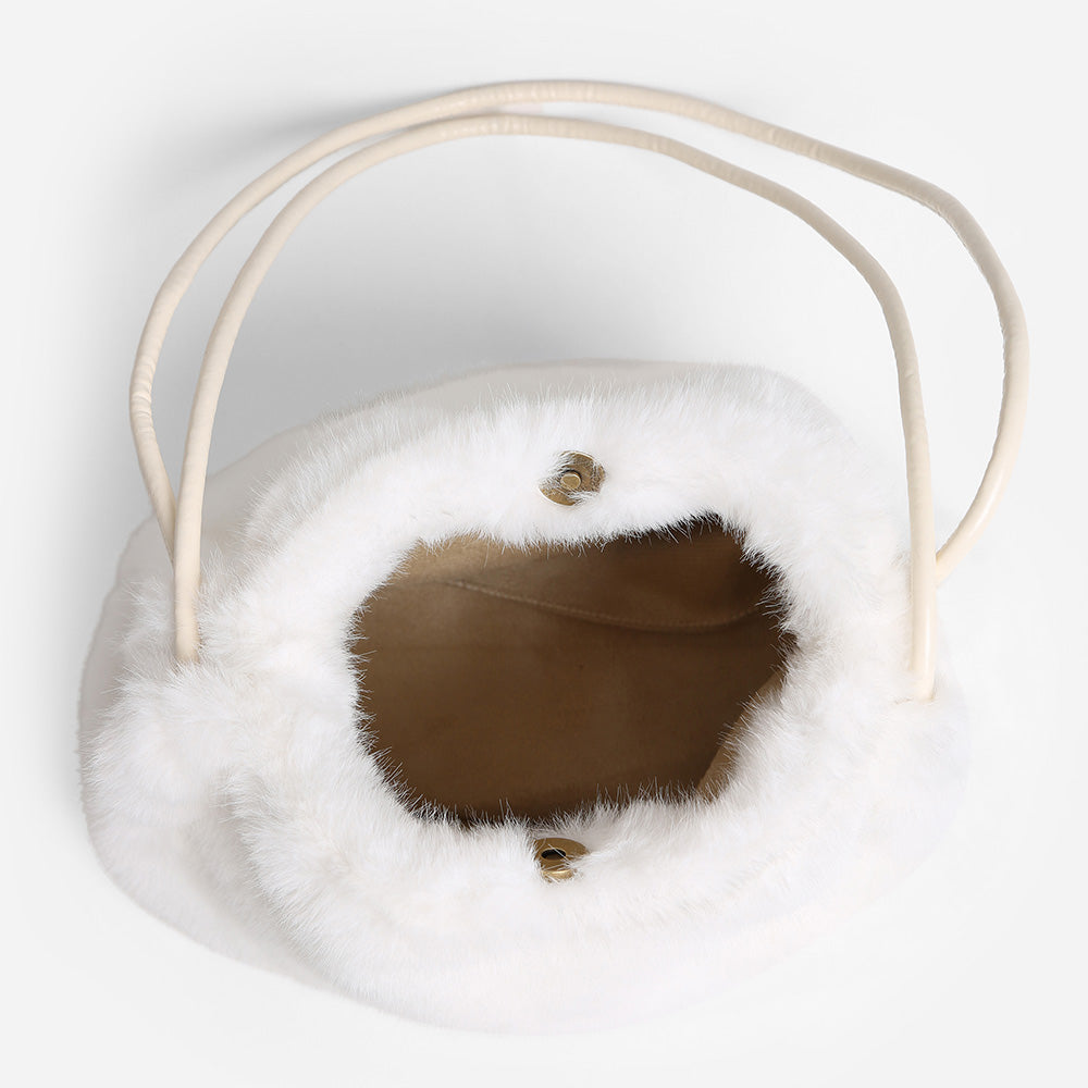 Madeline Love White Solid Faux Fur Mini Handbag Shoulder Bag - Bags & Wallets - extra