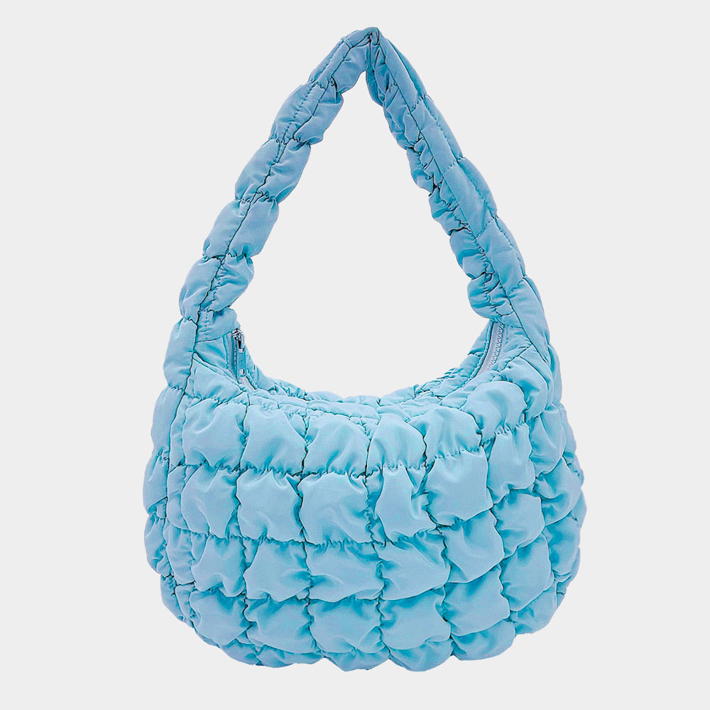 Madeline Love Aqua Quilted Puffer Tote / Shoulder Bag Cloud Bag - Bags & Wallets