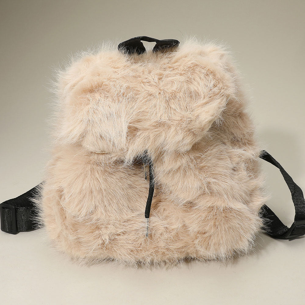 Madeline Love Beige Faux Fur Cozy Backpack - Bags & Wallets