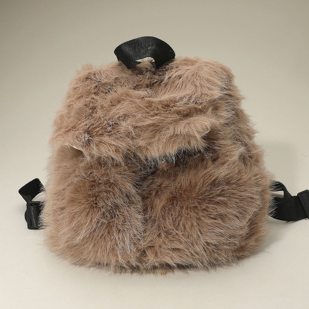 Madeline Love Taupe Faux Fur Cozy Backpack - Bags & Wallets