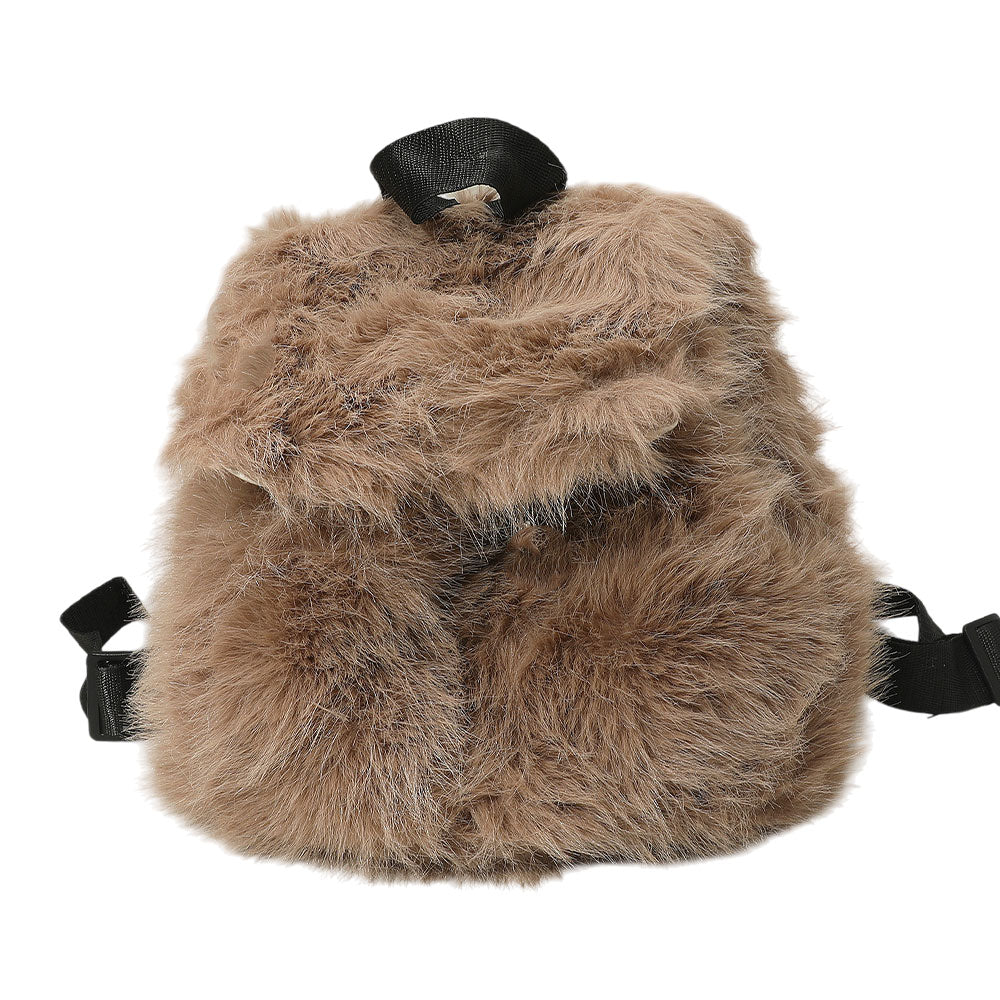 Madeline Love Taupe Faux Fur Cozy Backpack - Bags & Wallets - desc