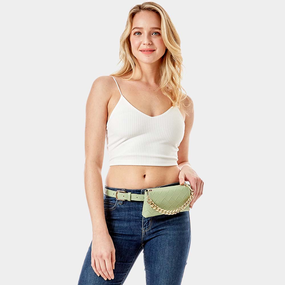 Madeline Love Mint Solid Color Cassette Fanny Pack / Belt / Tote Bag - Bags & Wallets - desc