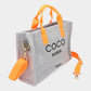 Madeline Love Gray COCO MAMA Message Pointed Terry Small Tote Bag / Crossbody Bag - Bags & Wallets - desc