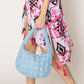 Madeline Love Blue Faux Leather Quilted Puffer Shoulder Cloud Bag - Bags & Wallets