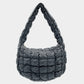 Madeline Love Gray Faux Leather Quilted Puffer Shoulder Cloud Bag - Bags & Wallets - extra