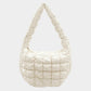 Madeline Love Ivory Faux Leather Quilted Puffer Shoulder Cloud Bag - Bags & Wallets - extra