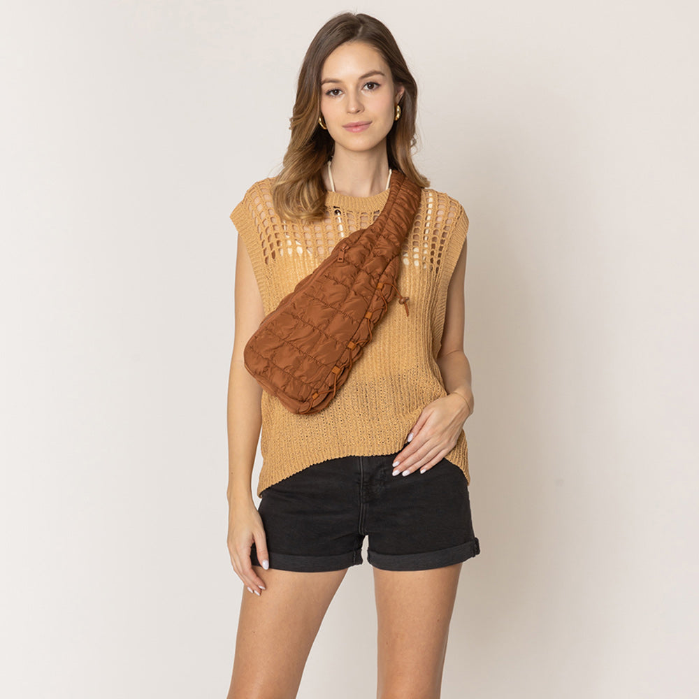 Madeline Love Brown Quilted Sling Bag - Bags & Wallets