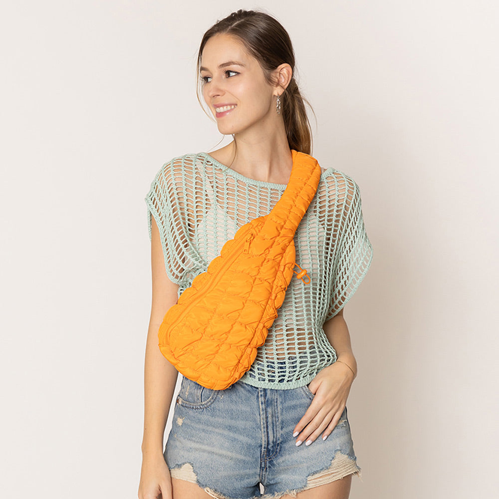 Madeline Love Orange Quilted Sling Bag - Bags & Wallets - desc