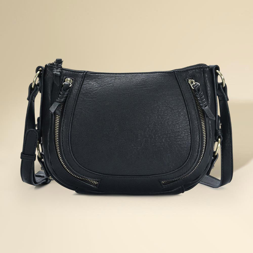 Madeline Love Black Faux Leather Compact Crossbody Bag - Bags & Wallets