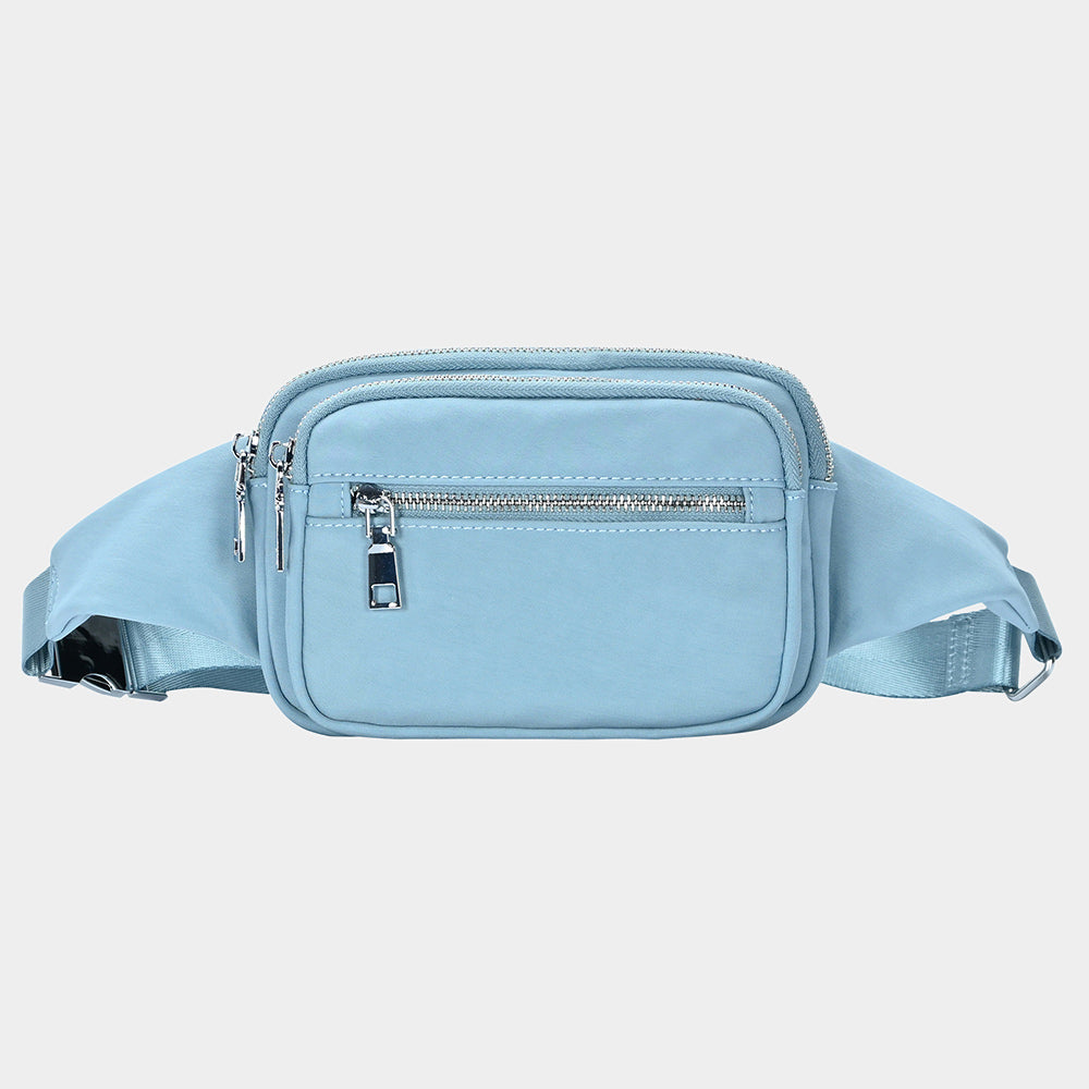 Madeline Love Light Blue Solid Rectangle Sling Bag / Fanny Pack / Belt Bag - Bags & Wallets