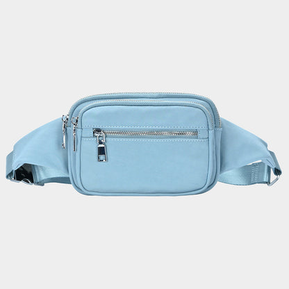 Madeline Love Light Blue Solid Rectangle Sling Bag / Fanny Pack / Belt Bag - Bags & Wallets