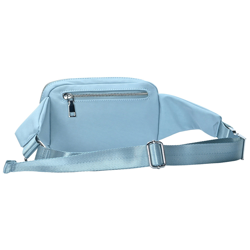 Madeline Love Light Blue Solid Rectangle Sling Bag / Fanny Pack / Belt Bag - Bags & Wallets - desc