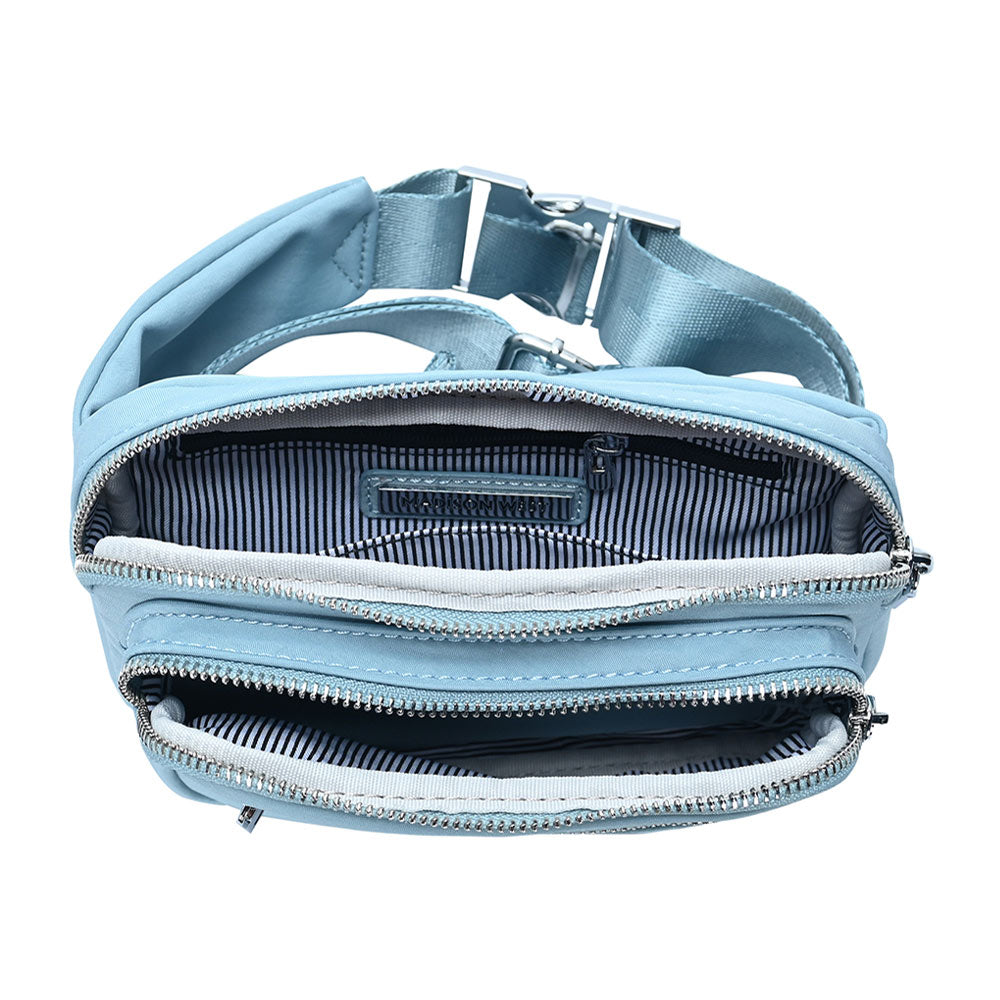 Madeline Love Light Blue Solid Rectangle Sling Bag / Fanny Pack / Belt Bag - Bags & Wallets - extra