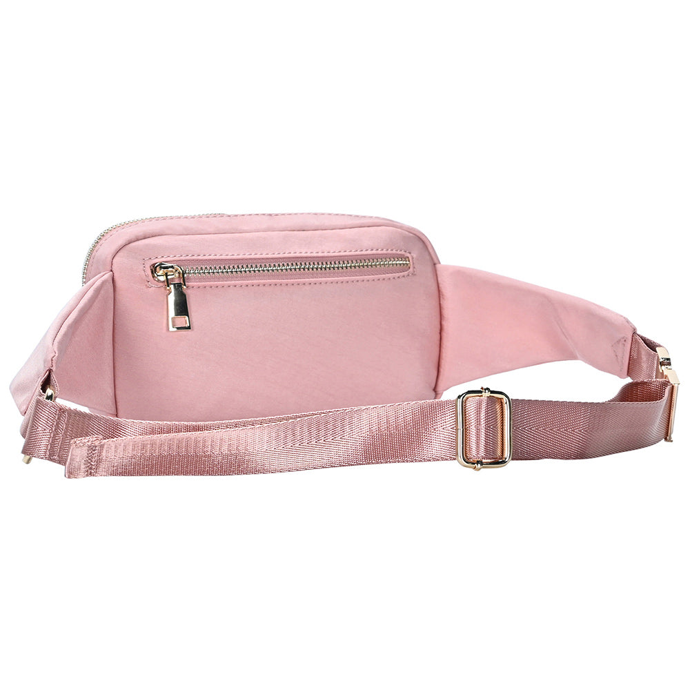 Madeline Love Pink Solid Rectangle Sling Bag / Fanny Pack / Belt Bag - Bags & Wallets - desc