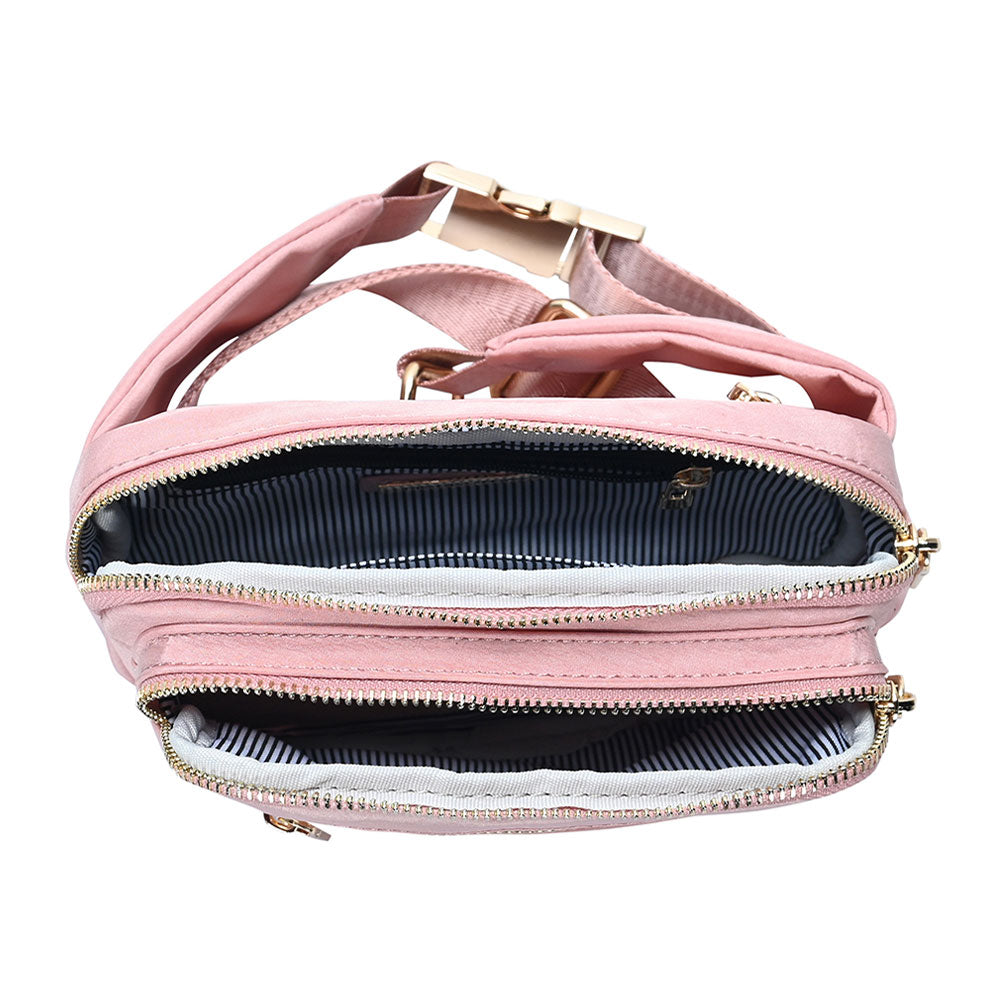 Madeline Love Pink Solid Rectangle Sling Bag / Fanny Pack / Belt Bag - Bags & Wallets - extra