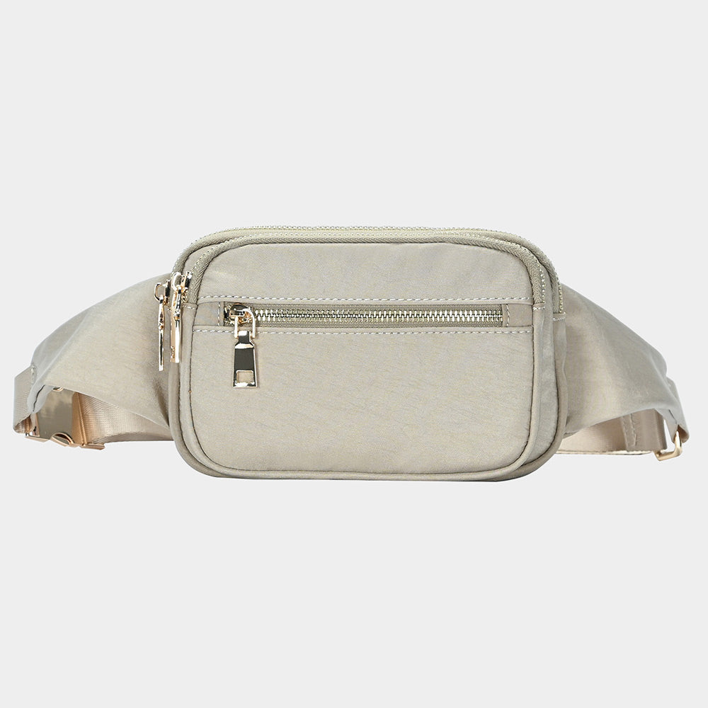 Madeline Love Taupe Solid Rectangle Sling Bag / Fanny Pack / Belt Bag - Bags & Wallets