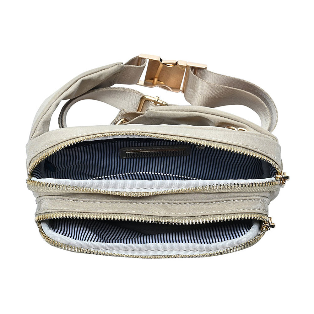 Madeline Love Taupe Solid Rectangle Sling Bag / Fanny Pack / Belt Bag - Bags & Wallets - extra