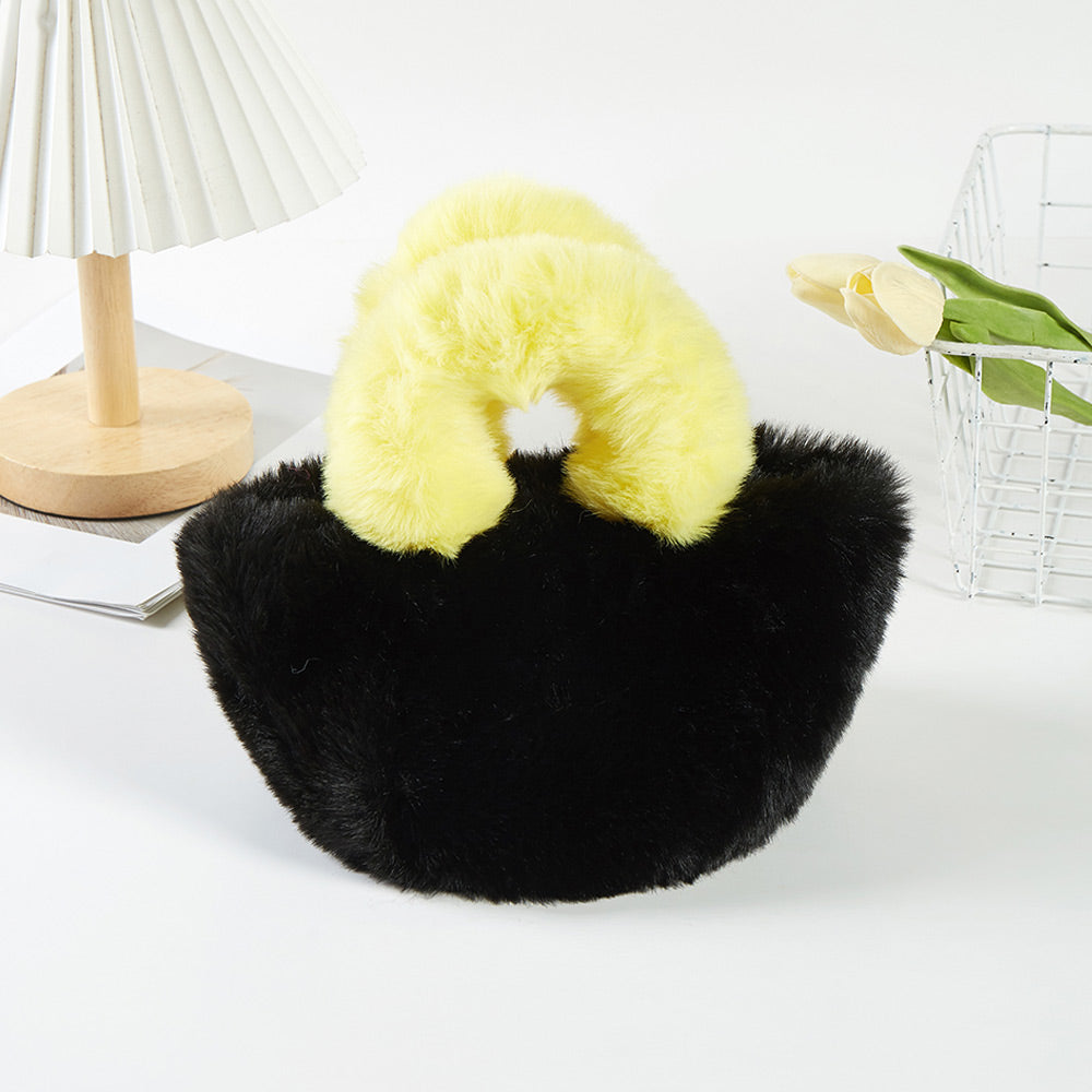 Madeline Love Black Two Tone Faux Fur Micro Tote Crossbody Bag - Bags & Wallets