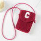Madeline Love Pink C Initial Monogram Sherpa Crossbody Cellphone Bag - Bags & Wallets - desc