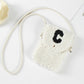 Madeline Love Ivory C Initial Monogram Sherpa Crossbody Cellphone Bag - Bags & Wallets - desc